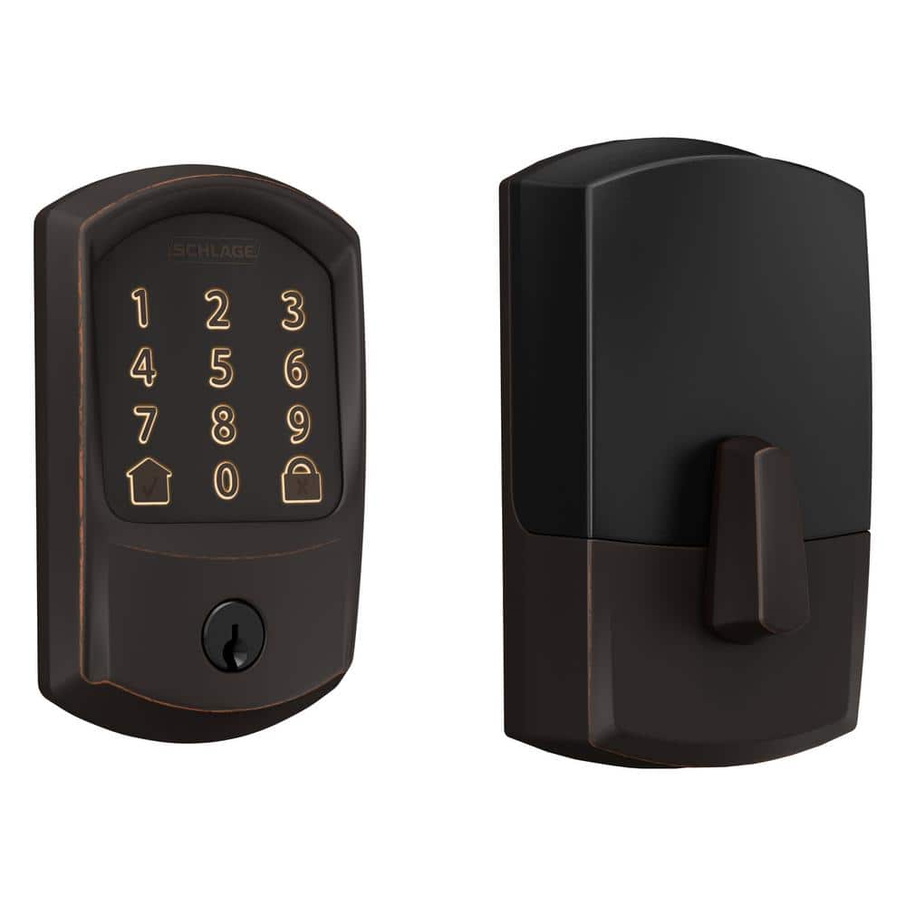Schlage Greenwich Aged Bronze Electronic Encode Smart WiFi Deadbolt with Alarm