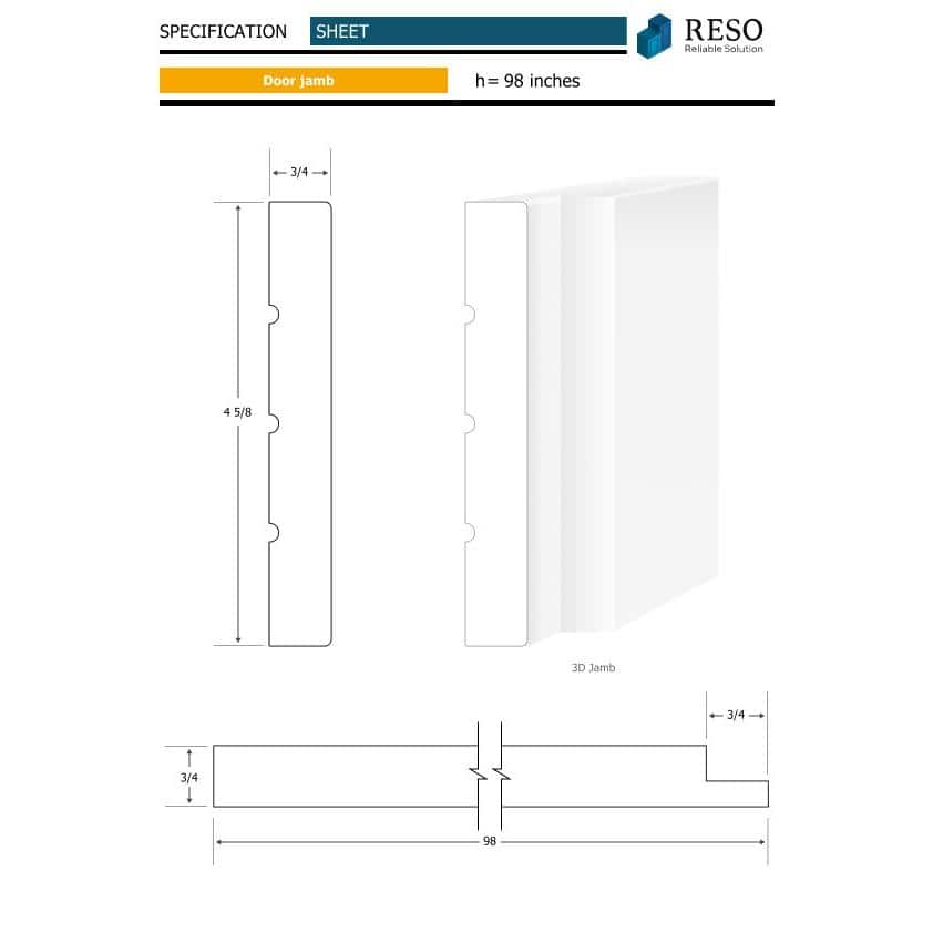RESO RMJ 41 5/8 in. D x 4 5/8 in. W x 98 in. L Primed Finished 4-sides FJ Pine Door Jamb 1-Piece (3)