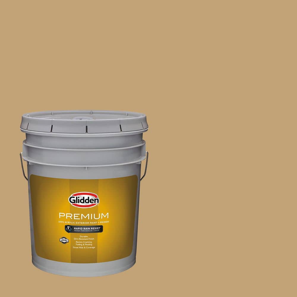 Glidden Premium 5 gal. PPG1095-5 Applesauce Cake Satin Exterior Latex Paint