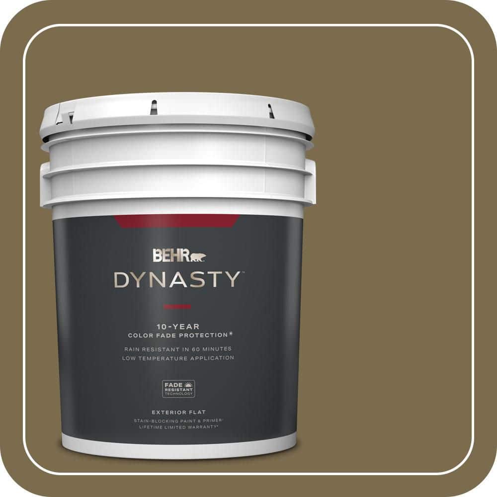 BEHR DYNASTY 5 gal. #PPU8-01 Olive Flat Exterior Stain-Blocking Paint & Primer