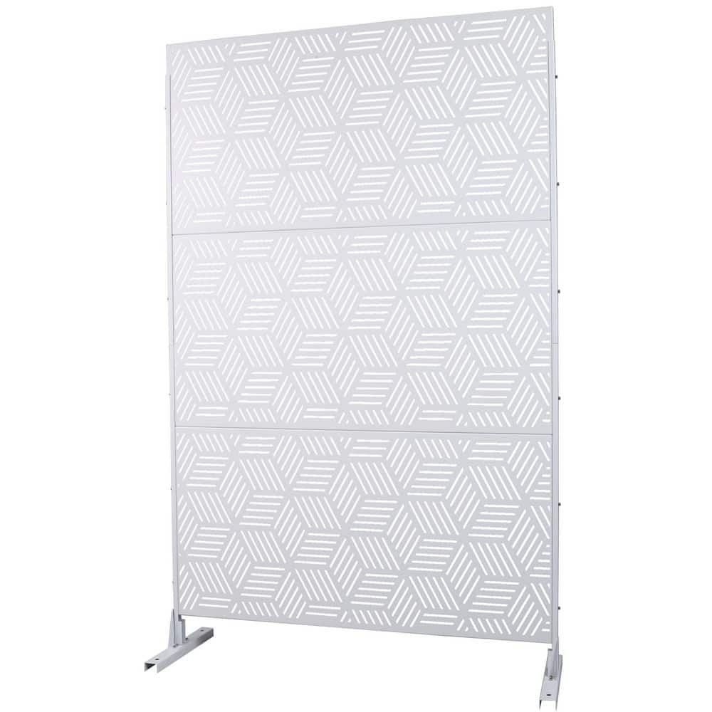 cadeninc 4 ft. x 6.33 ft. White Outdoor and Indoor Freestanding Metal Privacy Screen Fence Panels for Lawn Garden (Not Composite) (2)