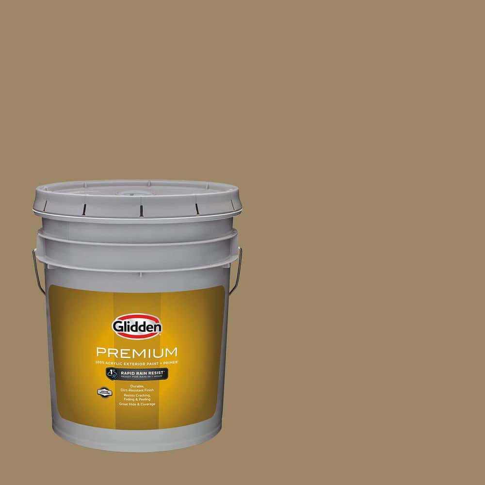 Glidden Premium 5 gal. Iced Cappuccino PPG1099-6 Satin Exterior Latex Paint