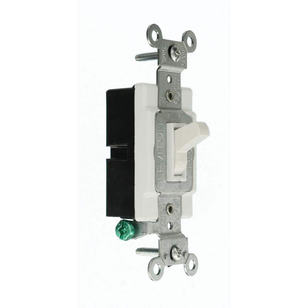 Leviton 20 Amp Commercial Grade Single-Pole Toggle Switch, White 54521-2W (2)