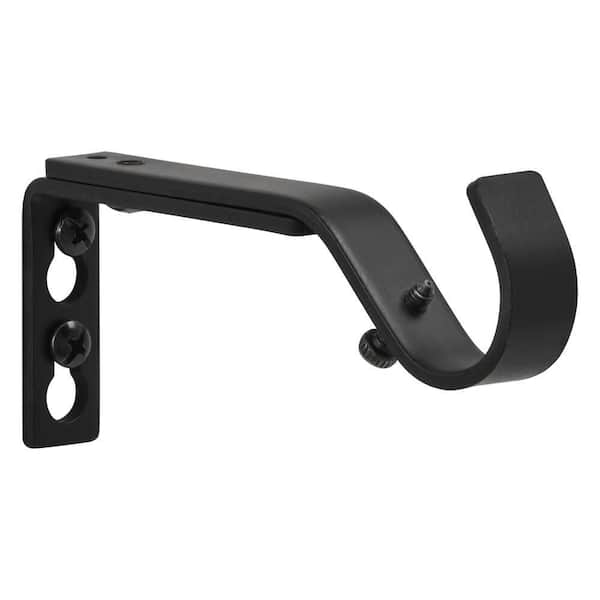 Home Decorators Collection Matt Black Steel Single 5 in. Projection Curtain Rod Bracket (Set of 2) (2)