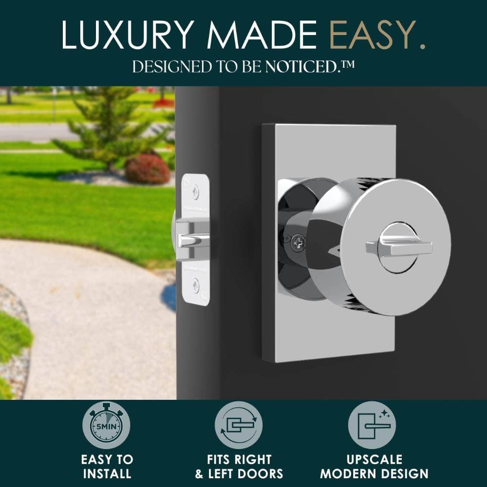 Mega Handles Laura Entry Door Handles - 3 Pack Reversible Silver Door Handles - Polished Chrome (2)