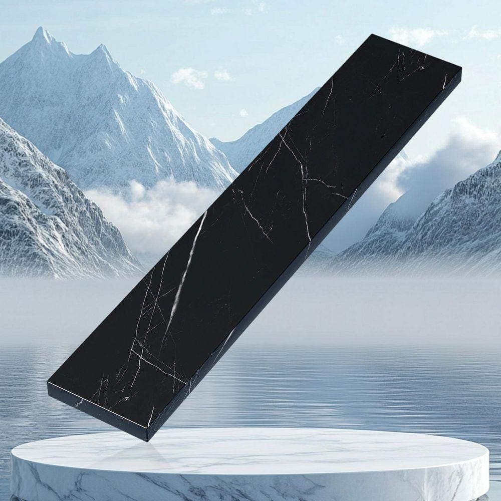 NTQ 21 in. W Real Marble Vanity Sidesplash Bathroom Vanity Marble Side Splash in Marble Black