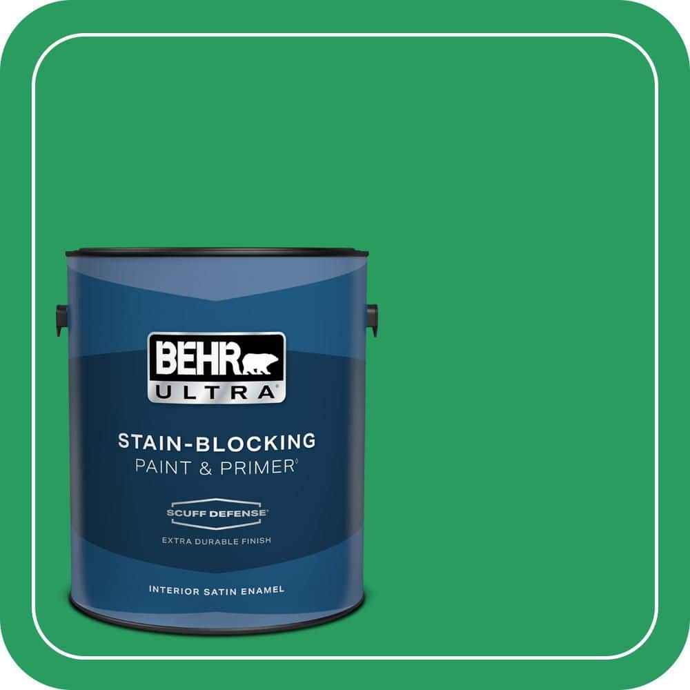 BEHR ULTRA 1 gal. #S-G-450 Herbal Tea Extra Durable Satin Enamel Interior Paint & Primer (1)