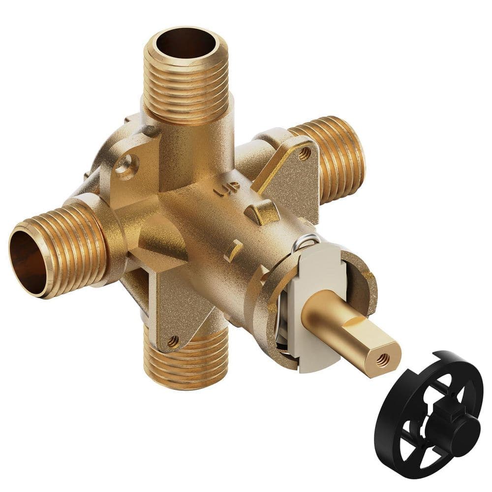 Numhew 4-Port Shower Valve with Pressure-Balancing Cartridge in Brass (1)