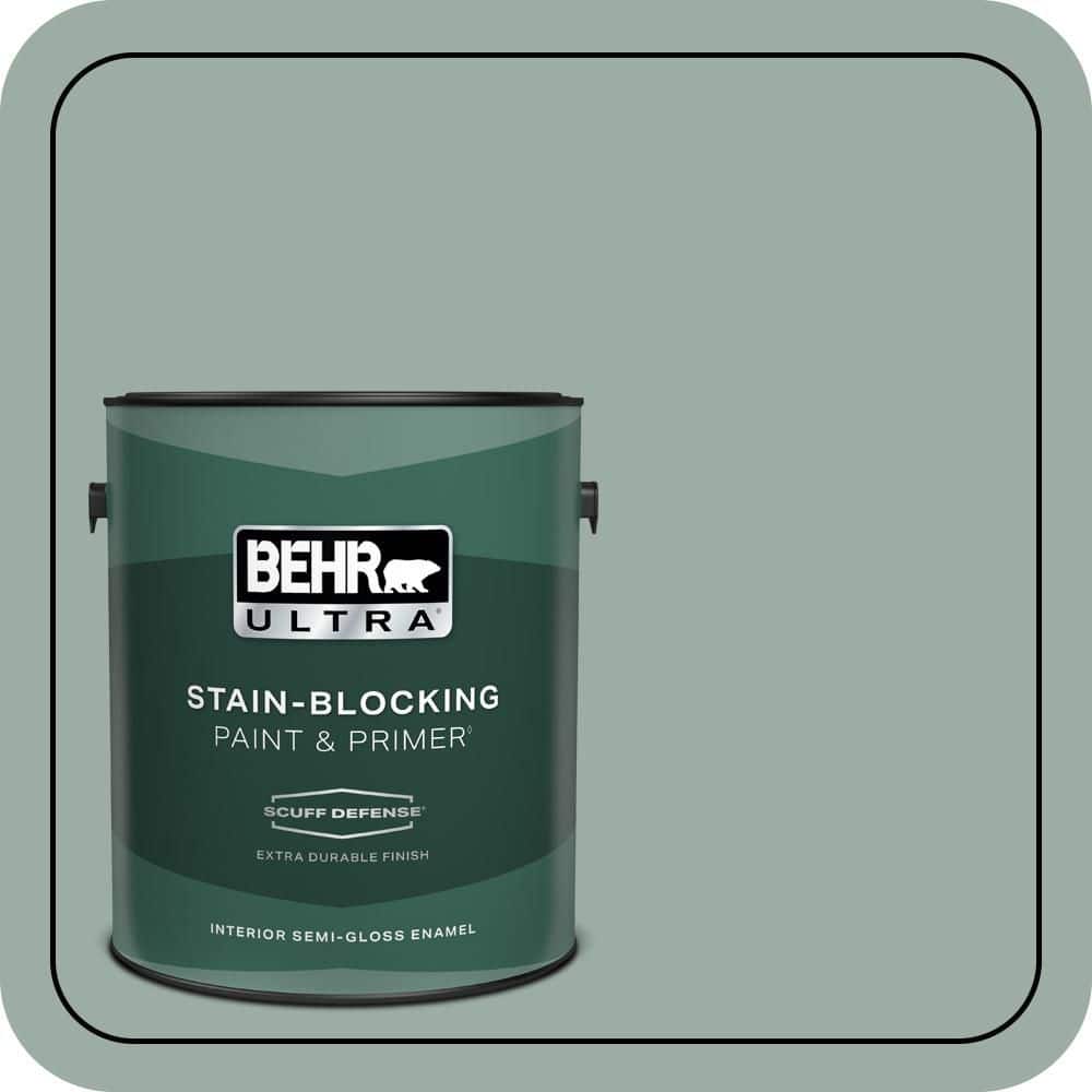 BEHR ULTRA 1 gal. #N420-3 Misty Moss Extra Durable Semi-Gloss Enamel Interior Paint & Primer