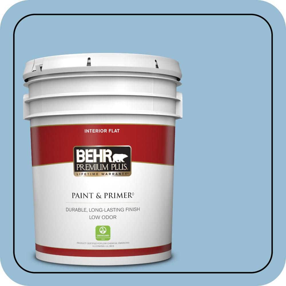 BEHR PREMIUM PLUS 5 gal. #PPU14-11 Gentle Sky Flat Low Odor Interior Paint & Primer
