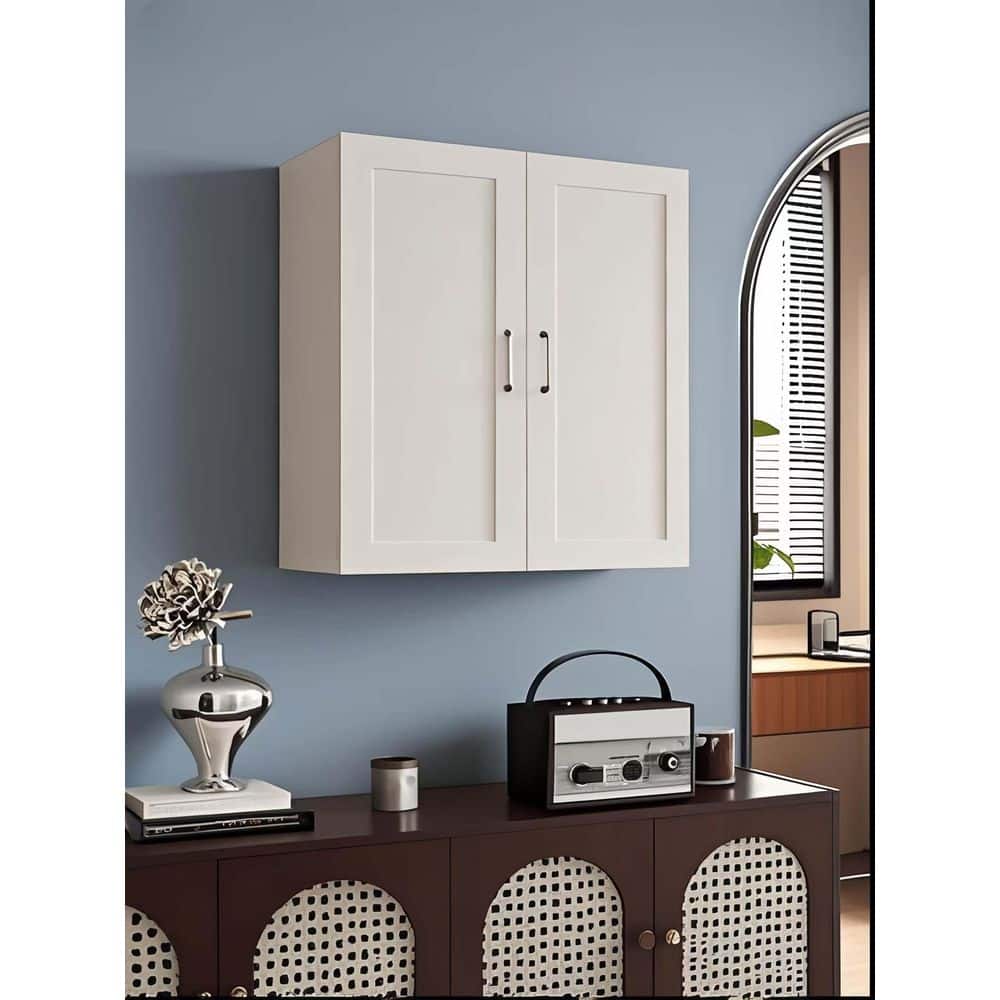 Tahanbath 12 in. W x 24 in. D x 30 in. H Bathroom Storage Wall Cabinet in White with 2 Doors and 2 Shelves (2)