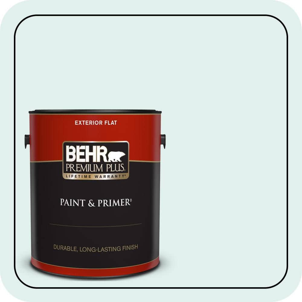 BEHR PREMIUM PLUS 1 gal. #500C-1 Himalayan Mist Flat Exterior Paint & Primer