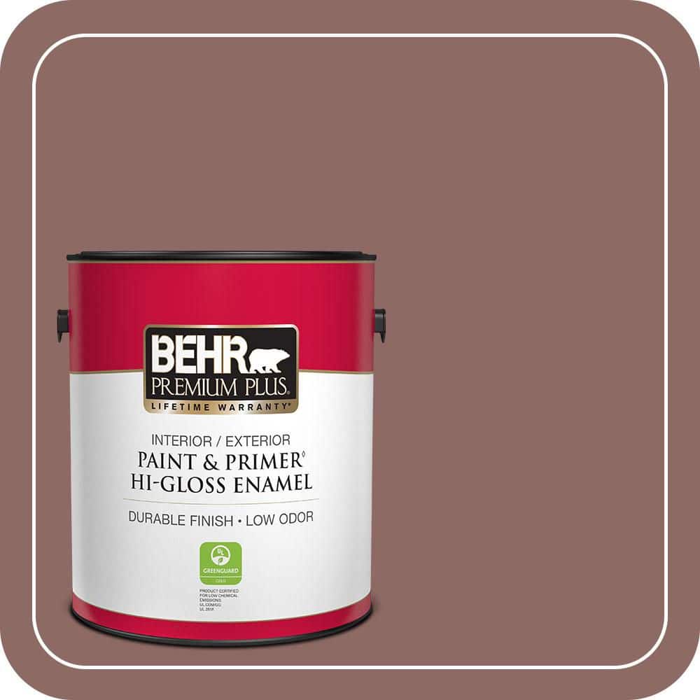 BEHR PREMIUM PLUS 1 gal. #700B-5 Red Stone Hi-Gloss Enamel Interior/Exterior Paint & Primer