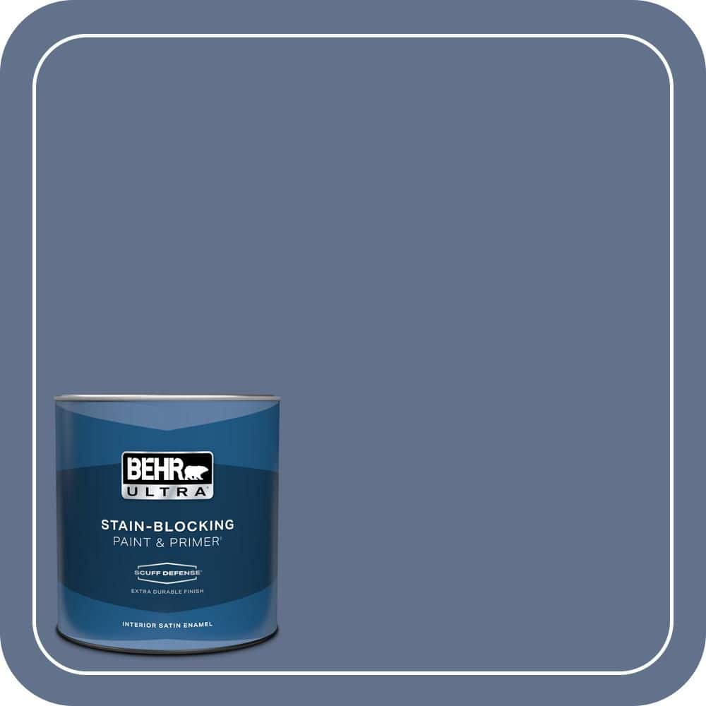 BEHR ULTRA 1 qt. #600F-6 Atlantic Blue Extra Durable Satin Enamel Interior Paint & Primer