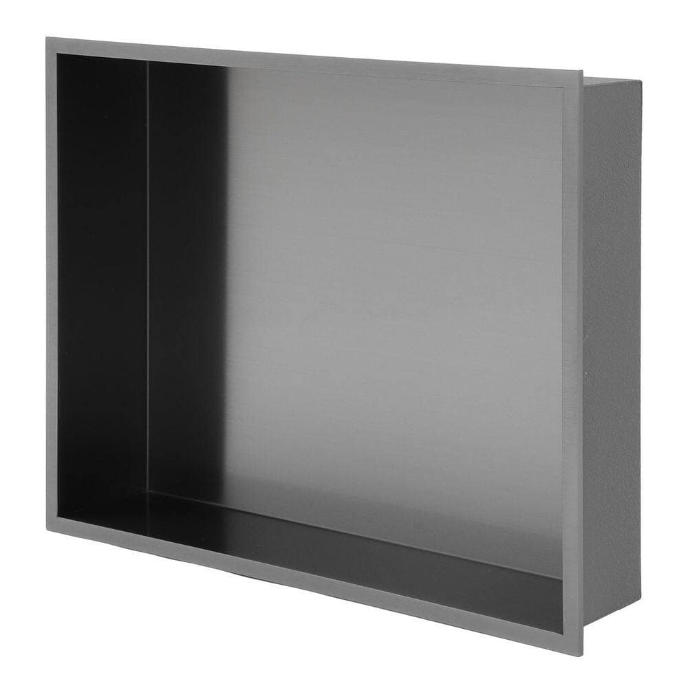 LIVIZA 19 in. W x 15 in. H x 4 in. D Stainless Steel Recessed Shower Niche Shelf Organizer in Gunmetal Black (1)