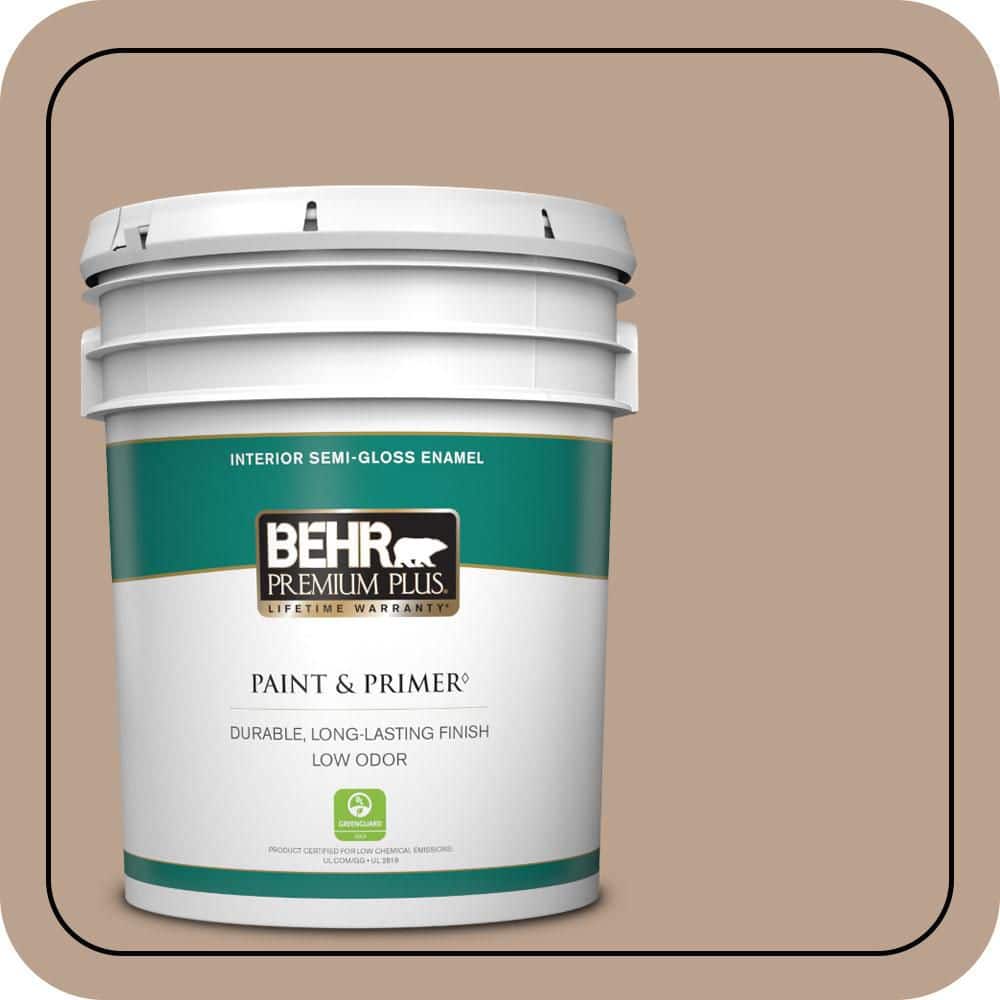 BEHR PREMIUM PLUS 5 gal. #T15-17 Mocha Foam Semi-Gloss Enamel Low Odor Interior Paint & Primer