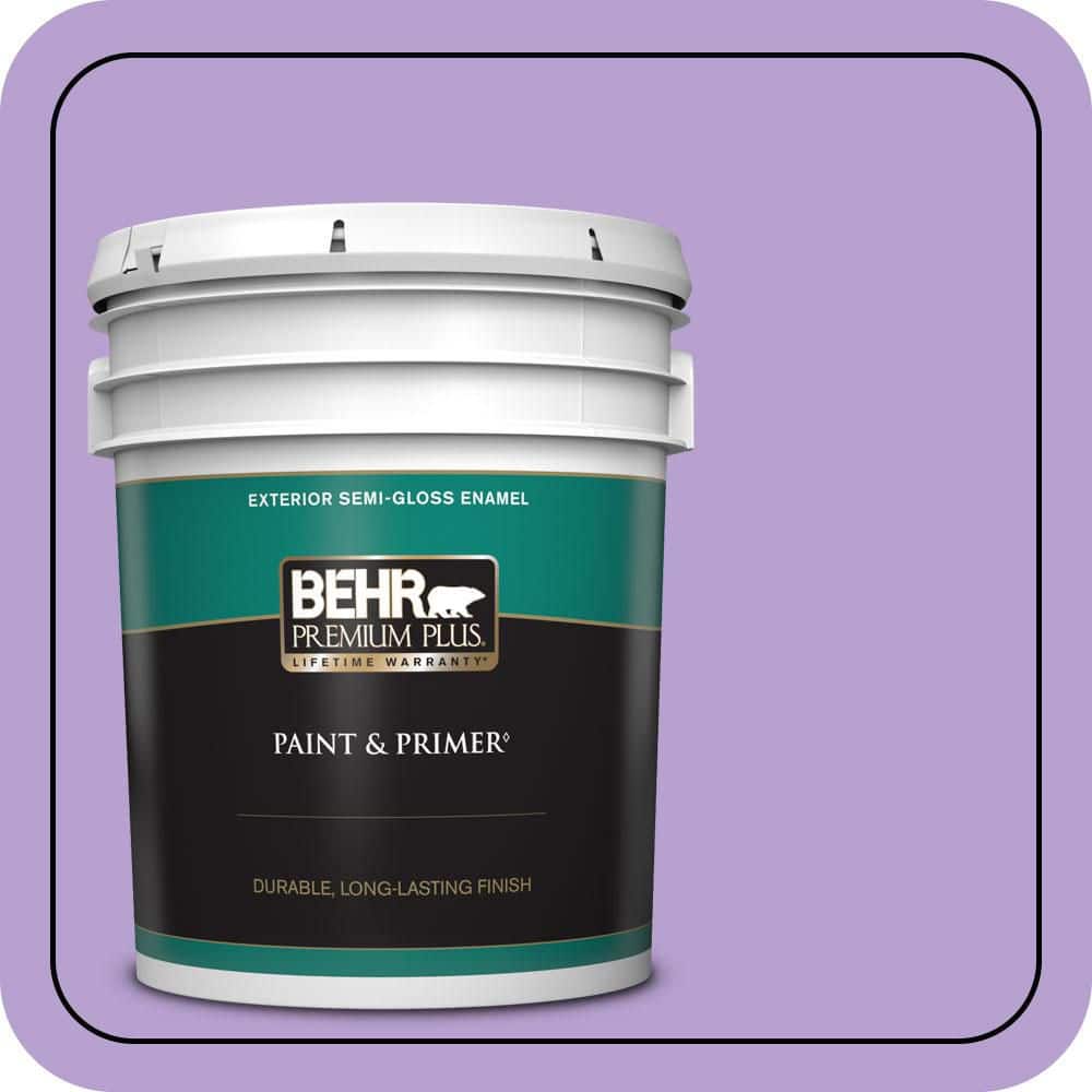 BEHR PREMIUM PLUS 5 gal. #P570-3 Flower Girl Semi-Gloss Enamel Exterior Paint & Primer