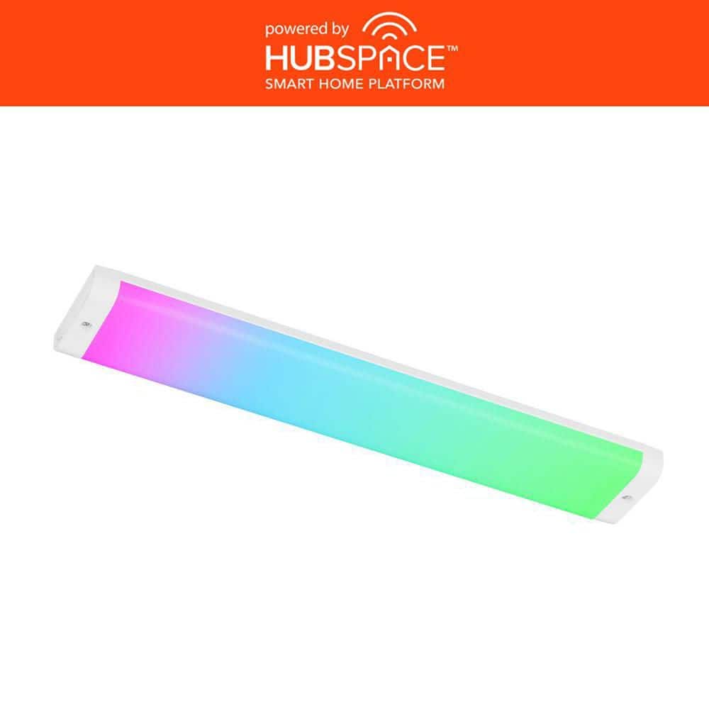 Commercial Electric 12in. Plug-In and Direct Wire RGBWIC Dynamic Color White Integrated LED Linkable Under Cabinet Light Powered by Hubspace (2)