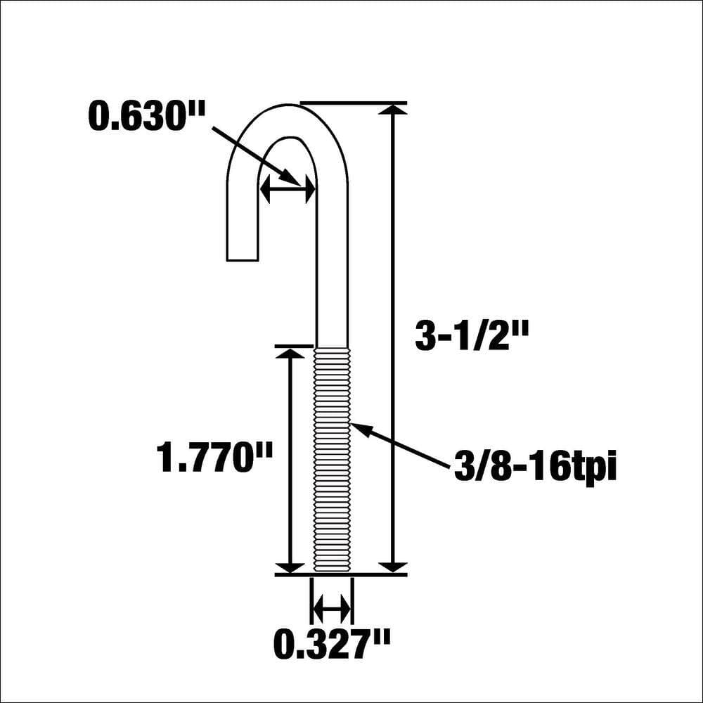 Everbilt 3/8 in. x 3-1/2 in. Zinc J-Bolt (3)