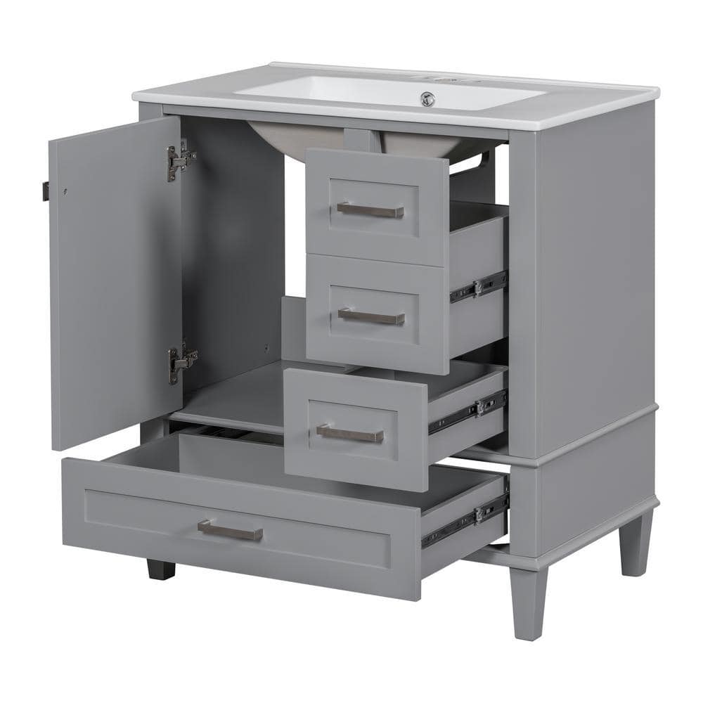 COWLOWN 30 in. W x 18 in. D x 34 in. H Bathroom Gray Linen Cabinet (1)