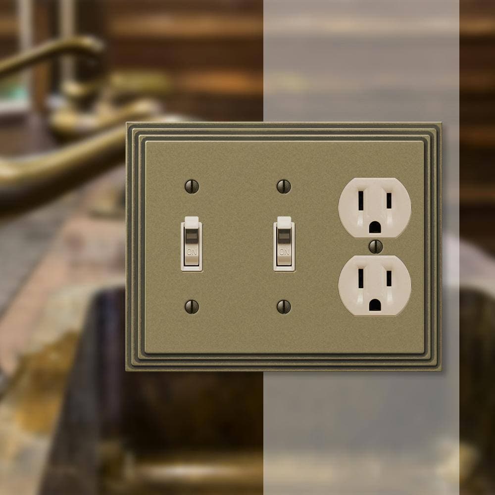 AMERELLE Tiered 3 Gang 2-Toggle and 1-Duplex Metal Wall Plate (2)