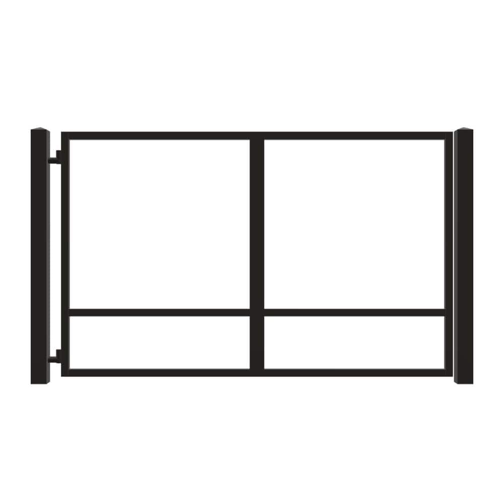 Unbranded Driveway Gate — Swing, Side, Square, Black — 122"W x 72"H (1)