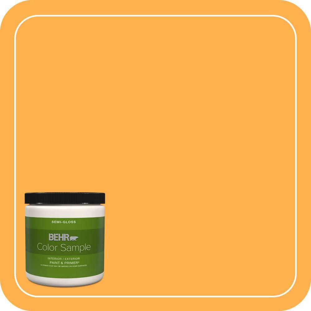 BEHR PREMIUM PLUS 8 oz. #P250-6 Splendor Gold Semi-Gloss Interior/Exterior Paint & Primer Color Sample