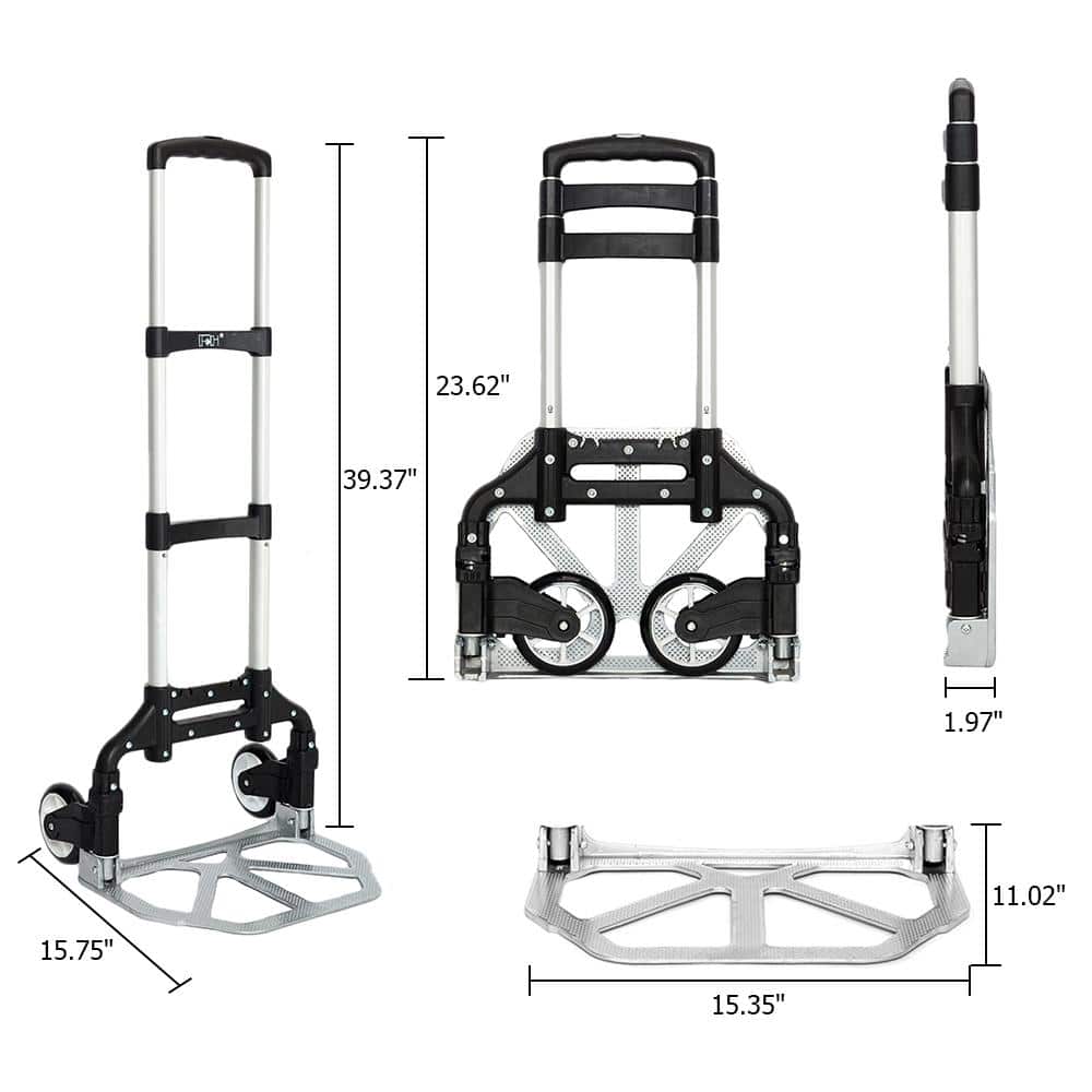Karl home 165 lbs. Capacity Aluminium Folding Dolly Push Hand Truck in Black (3)