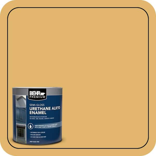 BEHR PREMIUM 1 qt. #M290-5 English Custard Semi-Gloss Enamel Urethane Alkyd Interior/Exterior Paint (2)