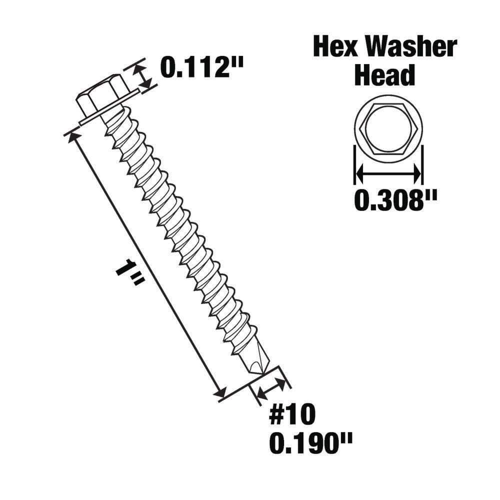Everbilt #10 x 1 in. Zinc Plated Hex Head Sheet Metal Screw (100-Pack) (4)