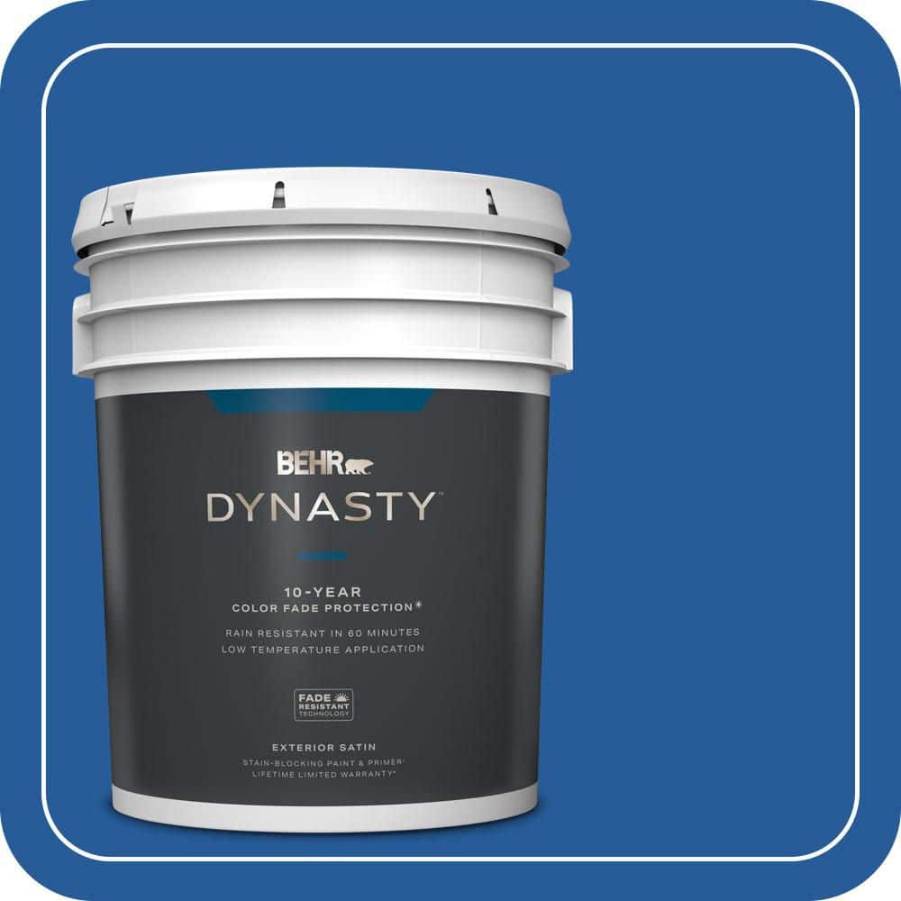 BEHR DYNASTY 5 gal. #P510-7 Beacon Blue Satin Enamel Exterior Stain-Blocking Paint & Primer