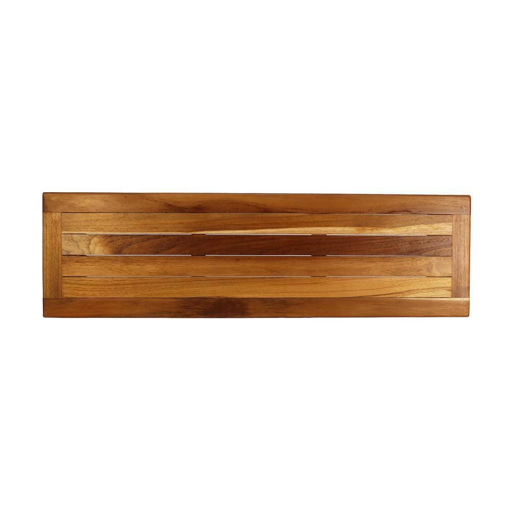 EcoDecors Eleganto 34 in. Teak Bath Tray/Shower Caddy and Seat in Earthy Teak Finish (3)