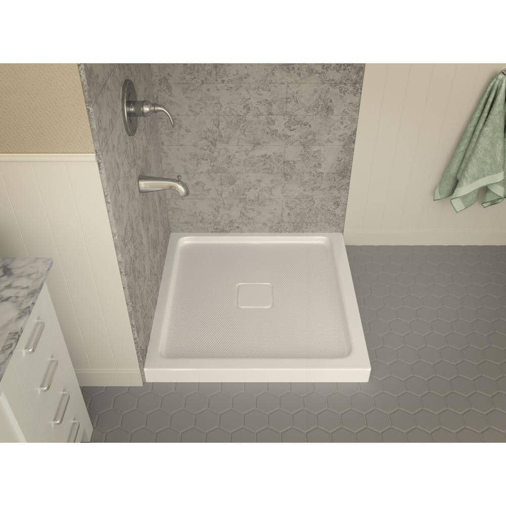 ANZZI Titan Base Series 36 in. L x 36 in. W Corner Shower Shower Pan Base with Center Drain in Glossy White Marine Acrylic (3)