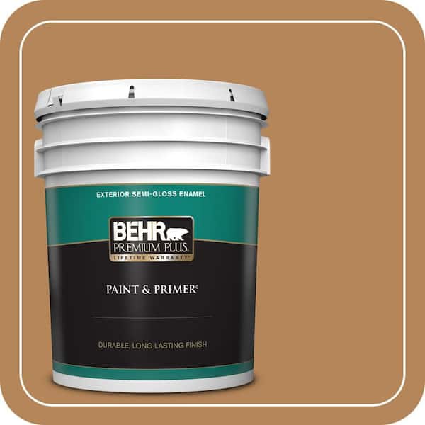 BEHR PREMIUM PLUS 5 gal. #S270-6 Almond Brittle Semi-Gloss Enamel Exterior Paint & Primer (2)