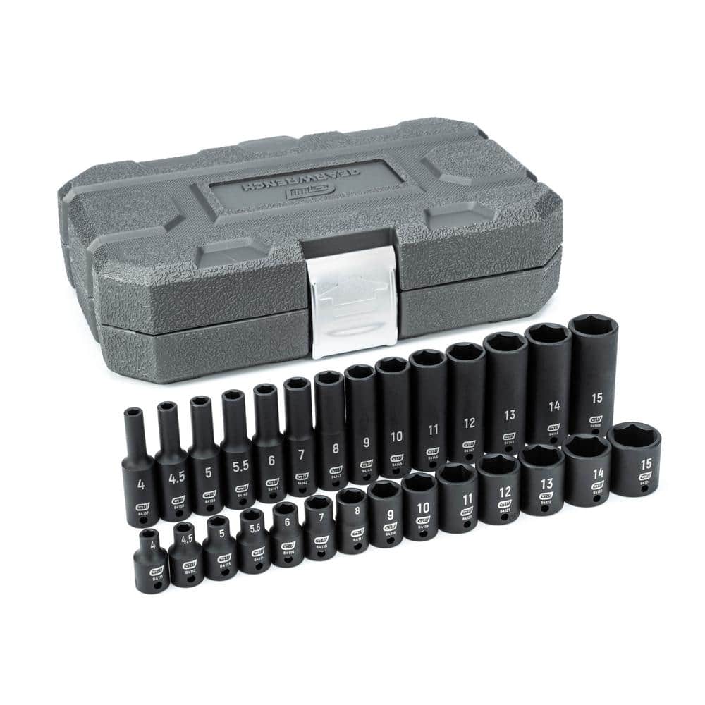GEARWRENCH 1/4 in. Drive 6-Point Standard and Deep Impact Metric Socket Set (28-Piece) (1)