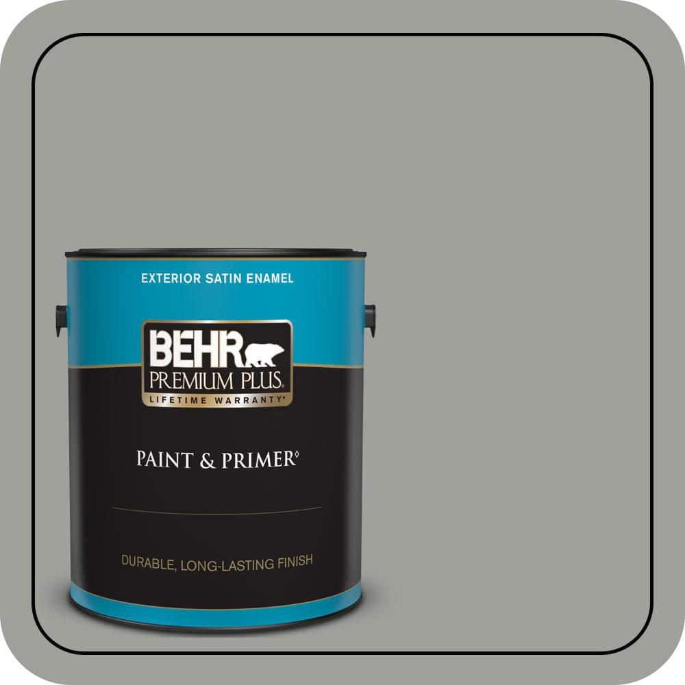 BEHR PREMIUM PLUS 1 gal. #MQ6-22 Gateway Gray Satin Enamel Exterior Paint & Primer