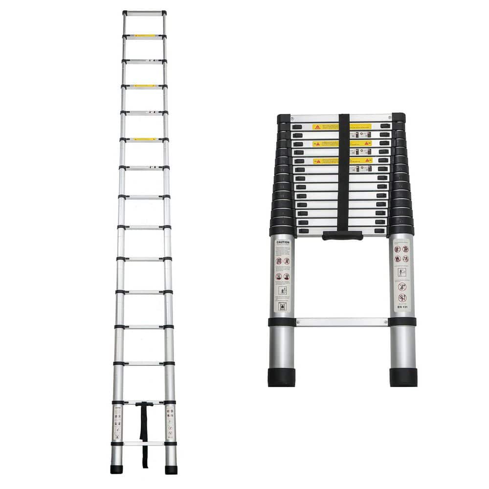 Silverpark 14.5 ft. Aluminum Telescoping Extension Ladder with 300 lbs. Load Capacity Type IA Duty Rating for Home, Outdoor