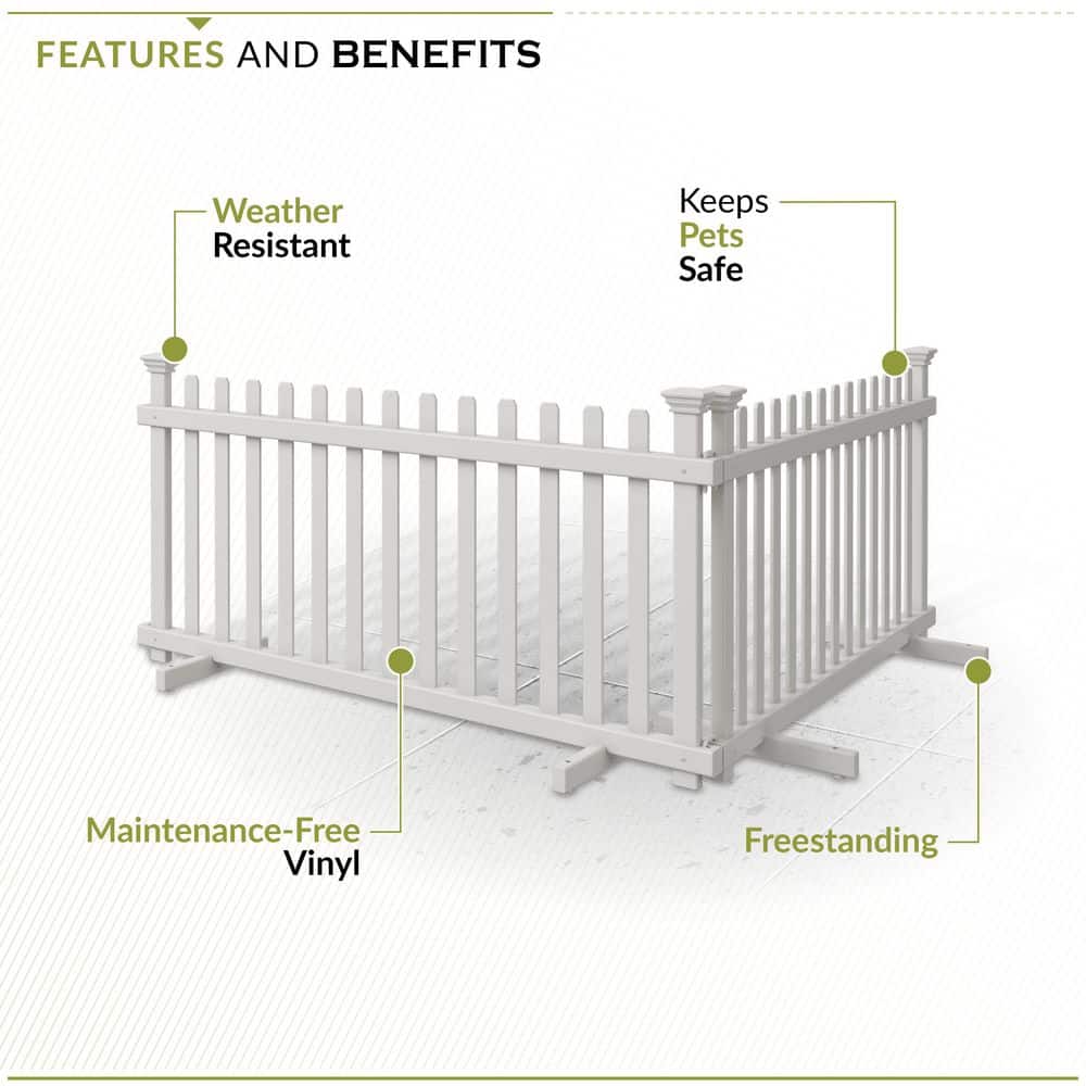Zippity Outdoor Products Portable Puppy 2 ft. x 4 ft. White Vinyl Fence Panel Kit (2 Pack) (3)