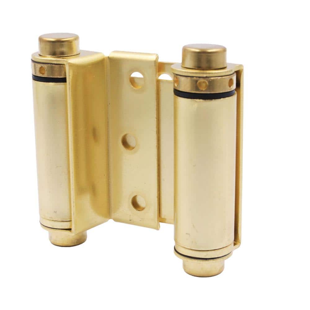 Everbilt 3 in. Square Radius Satin Brass Double Action Hinge