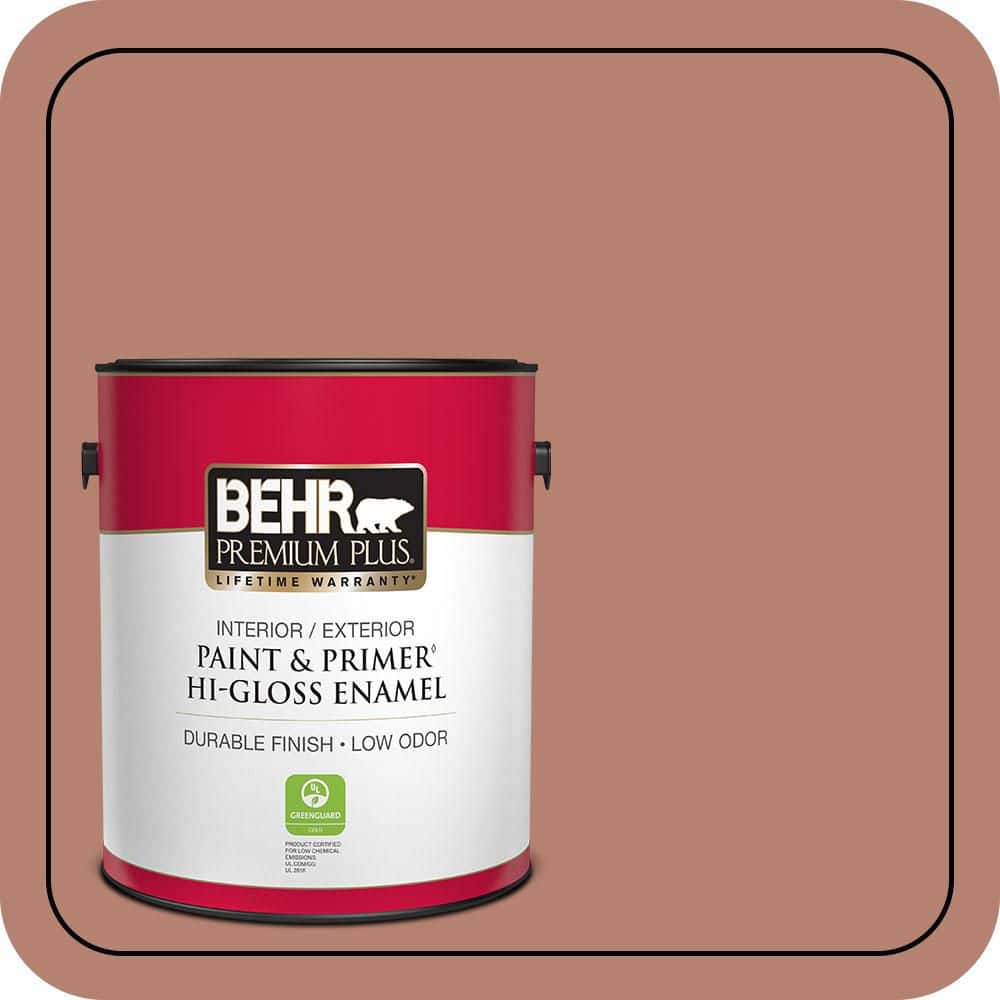 BEHR PREMIUM PLUS 1 gal. #S180-5 Auburn Glaze Hi-Gloss Enamel Interior/Exterior Paint & Primer