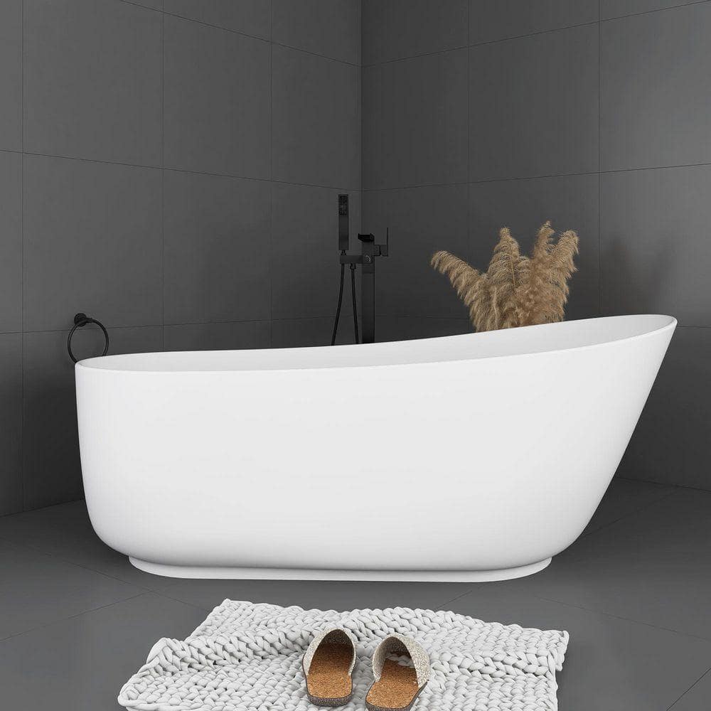 Unbranded 67 in. x 32 in. Soaking Bathtub with Right Drain in Matte White (1)