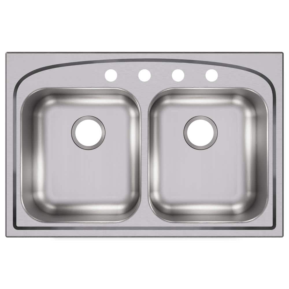 Elkay Pergola 33 in. Drop-in Double Bowl 20-Gauge Stainless Steel Kitchen Sink Only