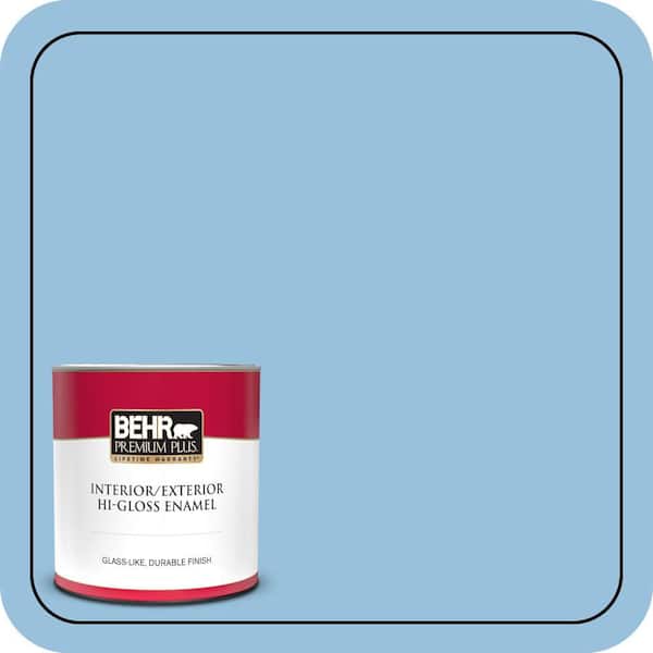 BEHR PREMIUM PLUS 1 qt. #M520-3 Charismatic Sky Hi-Gloss Enamel Interior/Exterior Paint & Primer (2)