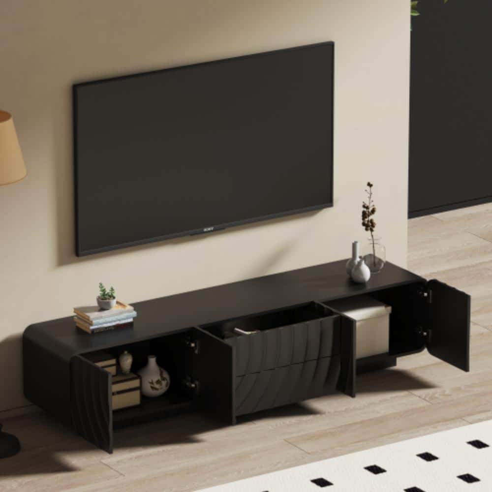 Unbranded 70.9 in. W x 15.7 in. D x 15.7 in. H Bathroom Black Linen Cabinet (3)