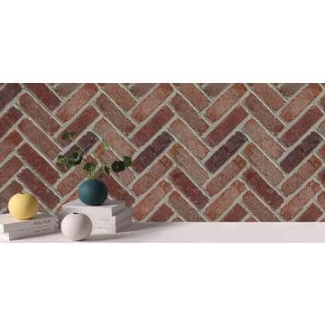 Old Mill Brick 28 in. x 12.5 in. x 0.5 in. Brickwebb Herringbone Riviera Thin Brick Sheets (Box of 5-Sheets) (2)