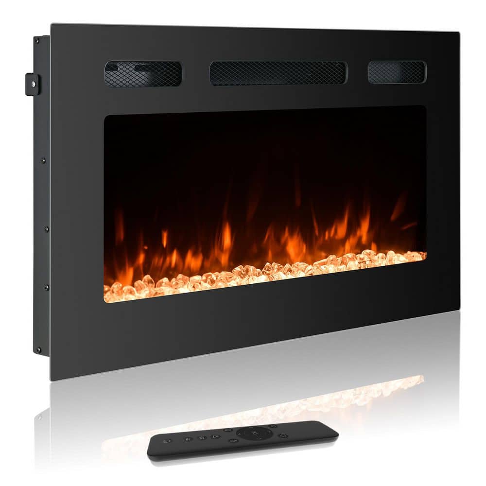 Clihome 30 in. Classic Electric Fireplace Insert, Built-in or Wall-Mounted, with Remote Control and Realistic Flame