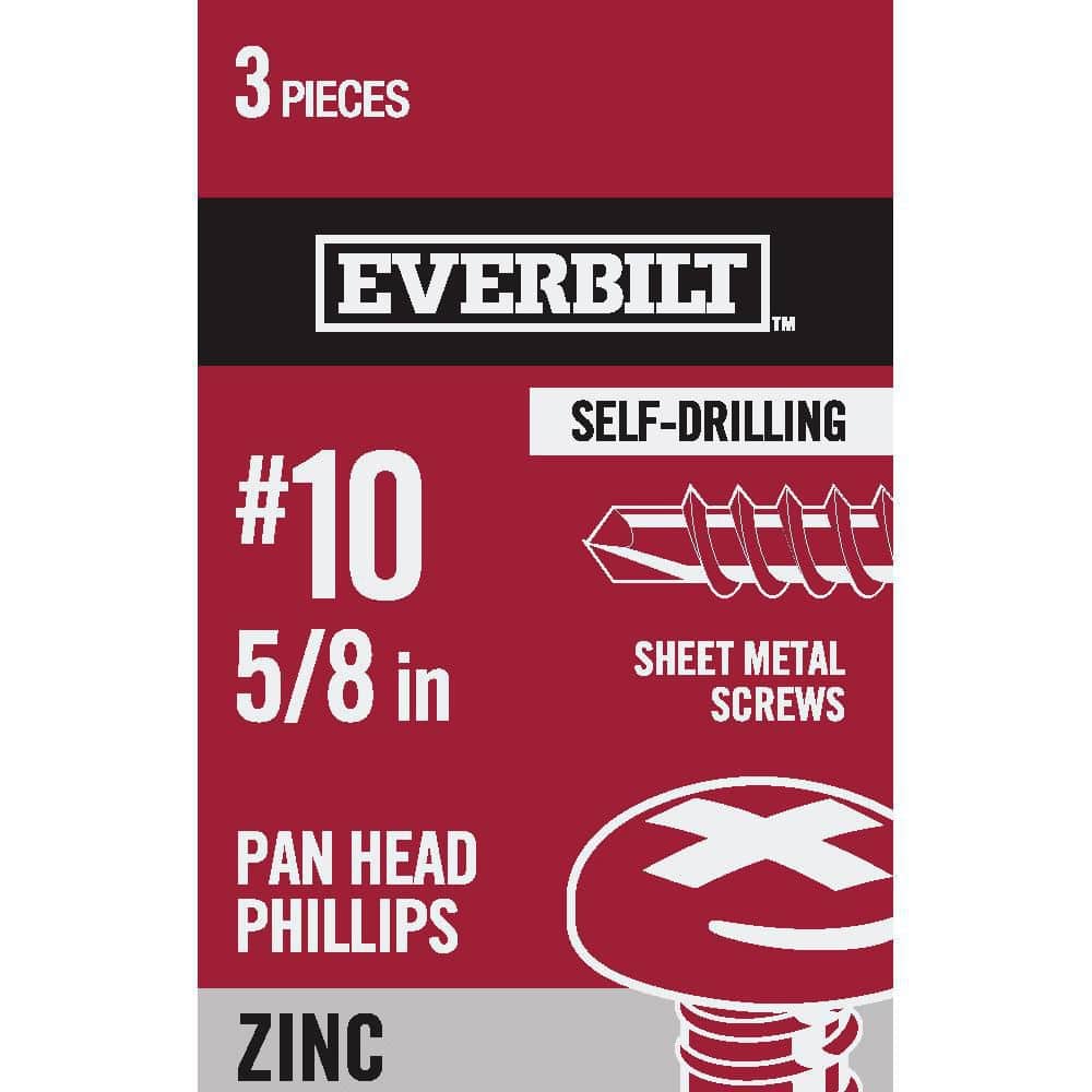 Everbilt #10 Zinc Plated Phillips Pan Head Sheet Metal Screw (1)