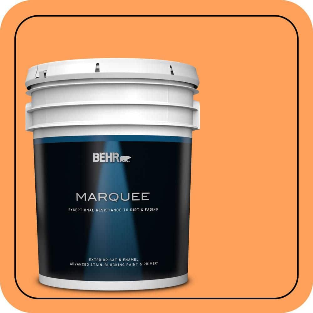 BEHR MARQUEE 5 gal. #T15-10 Clarified Orange Satin Enamel Exterior Paint & Primer