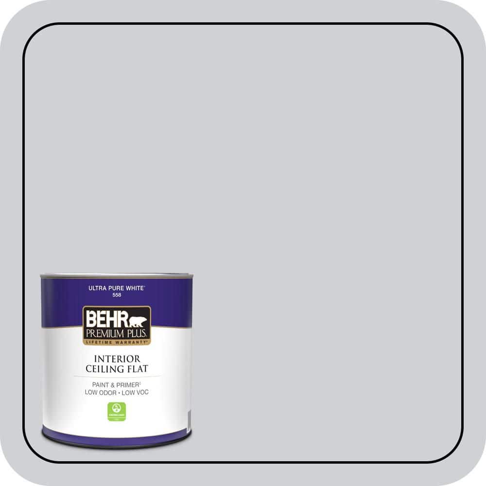 BEHR PREMIUM PLUS 1 qt. #N510-1 Silver Shadow Ceiling Flat Interior Paint & Primer (1)
