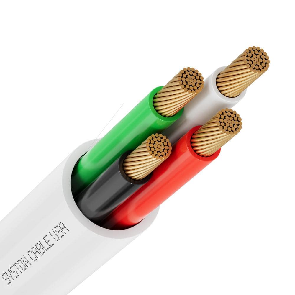 Syston Cable Technology 14/4 White Stranded Oxygen Free Copper In-Wall CL3R CMR FT4 Audio Loud Speaker Wire Indoor Outdoor UV Resistant